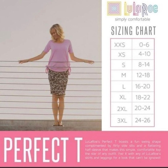 NWT LuLaRoe Perfect Tee swing top, w/flirty side slits & flattering half-sleeve - Picture 2 of 3